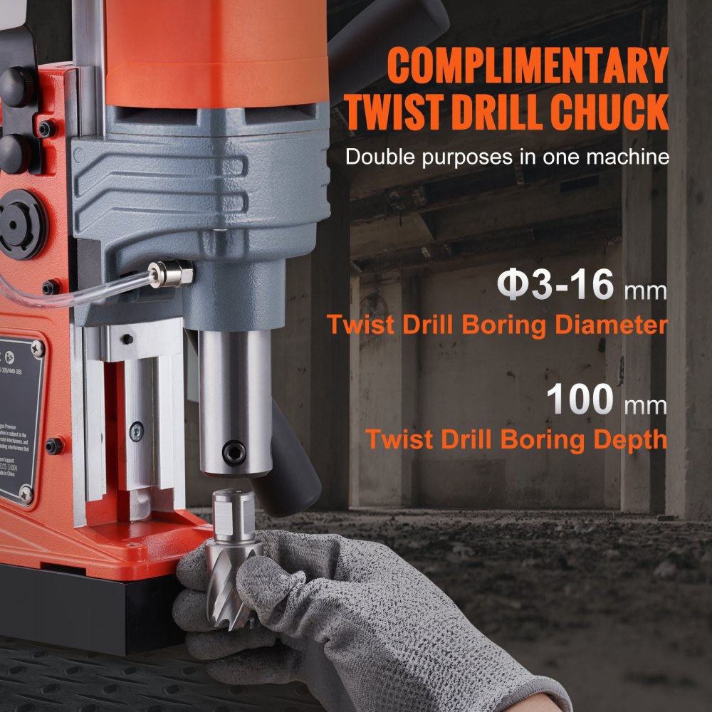 VEVOR Magnetic Drill, 1300W 1.57" Boring Diameter, 2922lbf/13000N Portable Electric Mag Drill Press, 810 RPM Drilling Machine for any Surface Home Improvement Industry Railway