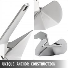VEVOR Boat Anchor, 14LBS 6.35KG Stainless Steel Delta Style, Heavy Duty Triangular Anchor Fit for 20-35 FT Boats