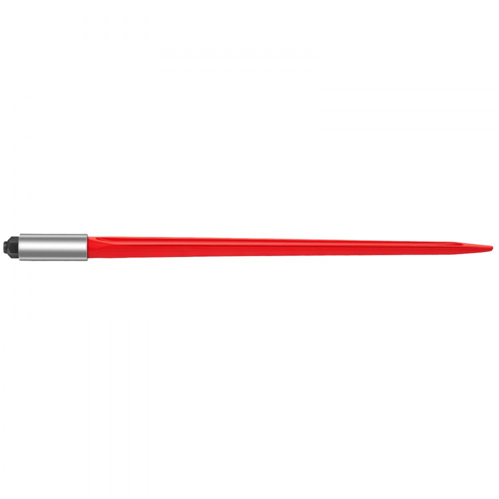 VEVOR Hay Spear 32" Bale Spear 1350 lbs Capacidade, Bale Spike Quick Attach Square Hay Bale Spears 1,4" de largura, garfos de fardos revestidos de vermelho, Bale Hay Spike com porca sextavada e manga para baldes tratores carregadeiras