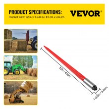 VEVOR Hay Bale Spear 32 Inch Hay Fork with 1350 LBS Loading Capacity for Tractor
