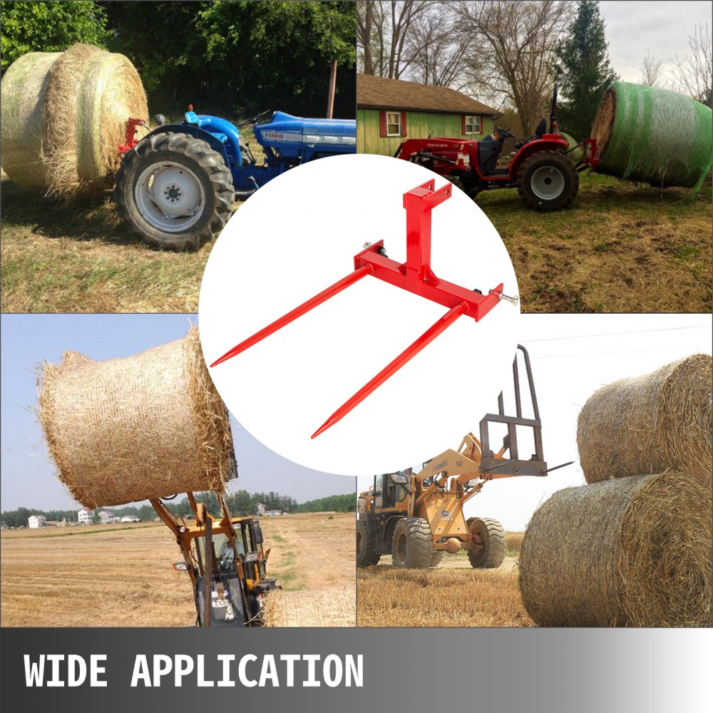 Cat 1 3 Point Attachment W/2 39" Hay Bale Spears 3000 Lb Capacity Tractor