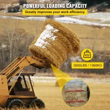VEVOR Pair Hay Spear 43" Bale Spear 3000 lbs Capacity, Bale Spike Quick Attach Square Hay Bale Spears 1 3/4", Red Coated Bale Forks, Bale Hay Spike with Hex Nut & Sleeve for Buckets Tractors Loaders