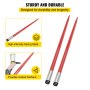 VEVOR Pair Hay Spear 49" Bale Spear 3000 lbs Capacity, Bale Spike Quick Attach Square Hay Bale Spears 1 3/4", Red Coated Bale Forks, Bale Hay Spike with Hex Nut & Sleeve for Buckets Tractors Loaders