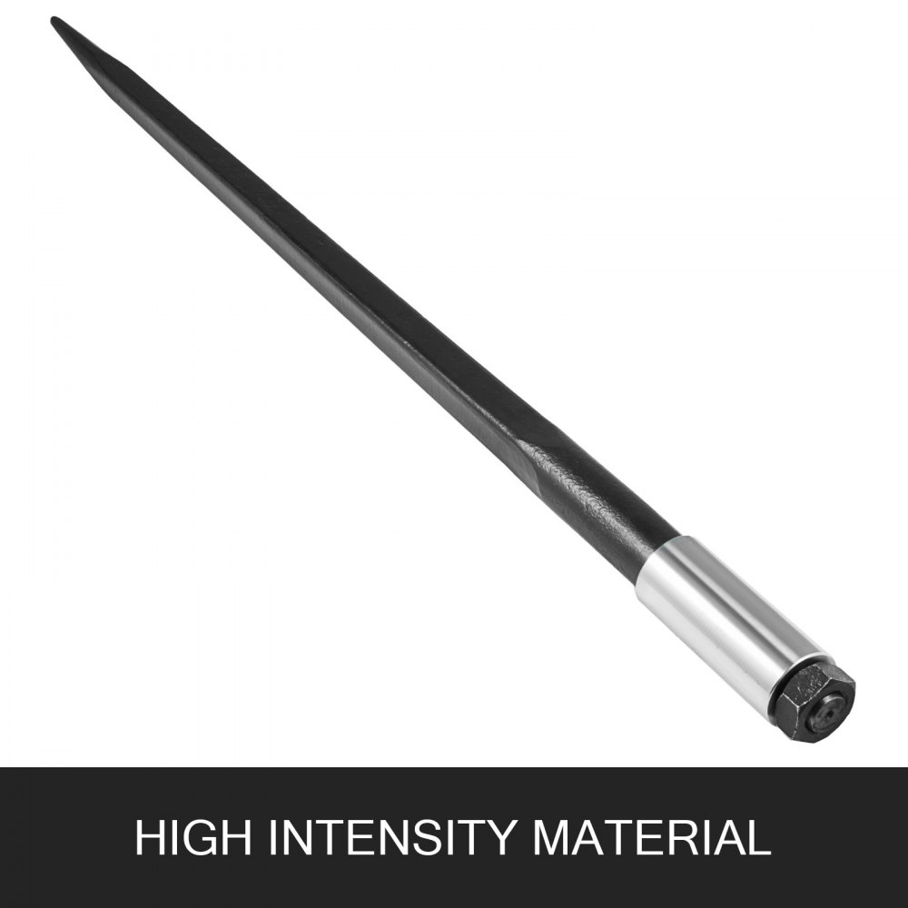 VEVOR Hay Spear 49" Bale Spear 3000 lbs Capacidad, Bale Spike Quick Attach Square Hay Bale Spears 1 3/4", Horquillas de bale con revestimiento negro, Bale Spike con tuerca hexagonal y manga para cubos Tractores Cargadores