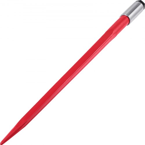 VEVOR 49" Type Hay Bale Spear 3000 lbs Capacity Bale Spike Quick Attach Square Hay Bale Spears 1.7inches Wide with nut and Sleeve Red Coated Bale Forks, Bale Hay Spike for Buckets Tractors Loaders