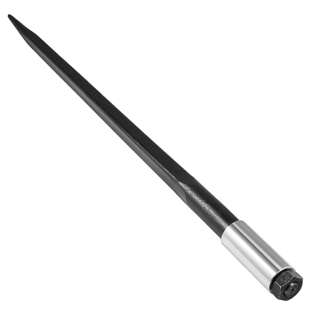 VEVOR Hay Spear 49" Bale Spear 3600 lbs Capacity, Bale Spike Quick Attach Square Hay Bale Spears 1 3/4", Black Coated Bale Forks, Bale Hay Spike with Hex Nut & Sleeve for Buckets Tractors Loaders