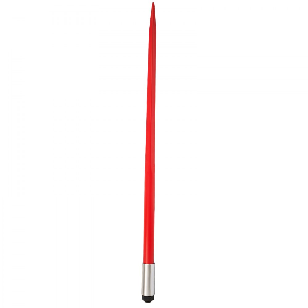 VEVOR Hay Spear 49" Bale Spear 4500 lbs Capacity, Bale Spike Quick Attach Square Hay Bale Spears 1 3/4" wide, Red Coated Bale Forks, Bale Hay Spike with Hex Nut & Sleeve for Buckets Tractors Loaders