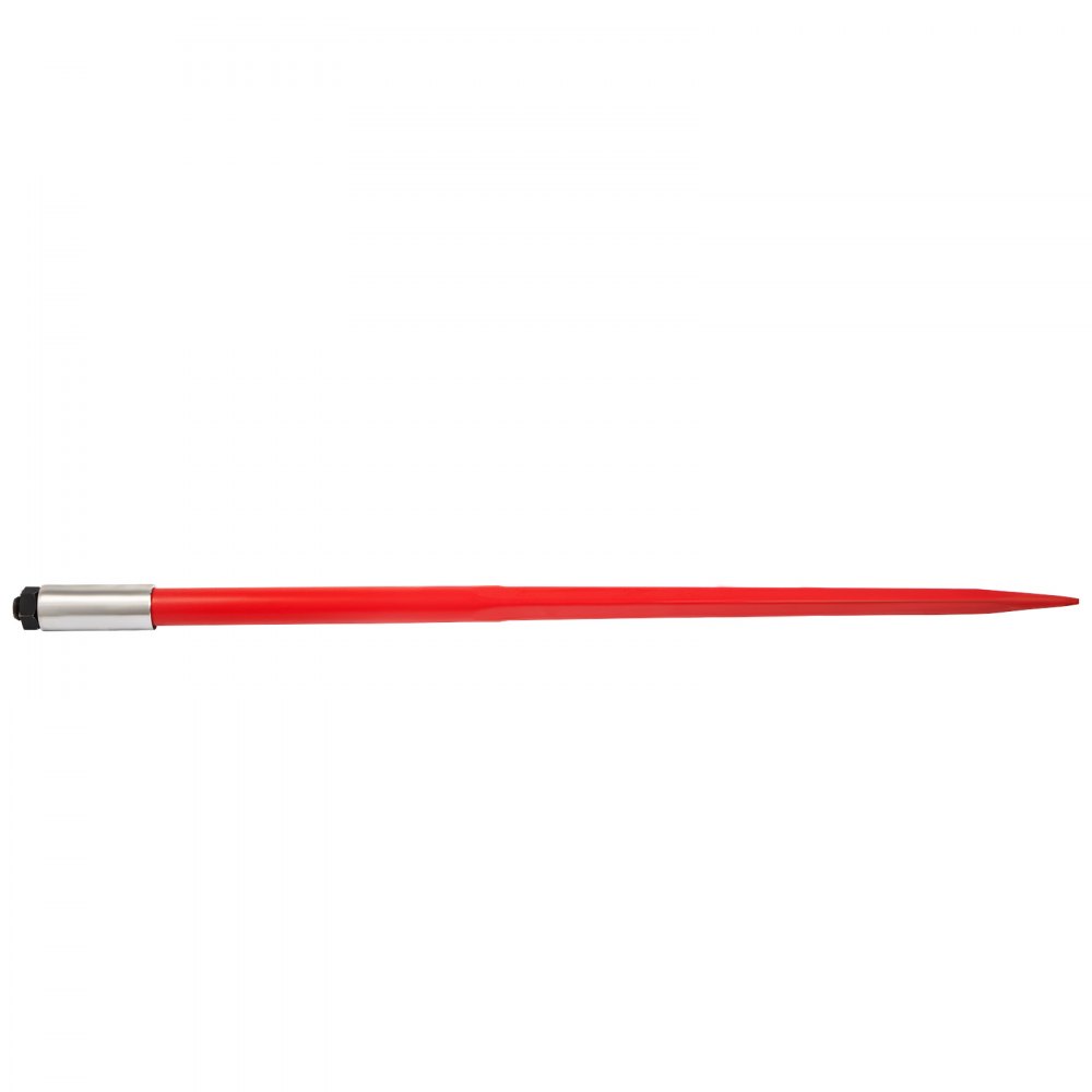 VEVOR Hay Spear 49" Bale Spear 4500 lbs Capacity, Bale Spike Quick Attach Square Hay Bale Spears 1 3/4" wide, Red Coated Bale Forks, Bale Hay Spike with Hex Nut & Sleeve for Buckets Tractors Loaders