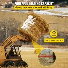 VEVOR Hay Spear 49\" Bale Spear 3000 lbs Capacity, Bale Spike Quick Attach Square Hay Bale Spears 1 3/4\" Wide, Red Coated Bale Forks, Bale Hay Spike with 2 Stabilizer Spears Conus 2