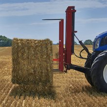 VEVOR Hay Spear 49" Bale Spear 3000 lbs Capacity, Bale Spike Quick Attach Square Hay Bale Spears, Red Coated Bale Forks, Bale Hay Spike with 2 Stabilizer Spears