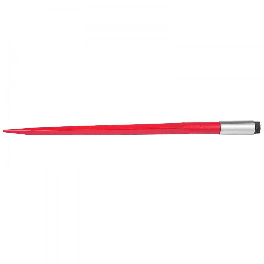 VEVOR Hay Spear 39inch Bale Spear 3000 lbs Capacity, Bale Spike Quick Attach Square Hay Bale Spears 1 3/4", Red Coated Bale Forks, Bale Hay Spike with Hex Nut & Sleeve for Buckets Tractors Loaders