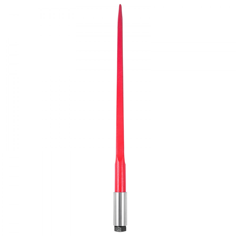 VEVOR Hay Spear 39inch Bale Spear 3000 lbs Capacity, Bale Spike Quick Attach Square Hay Bale Spears 1 3/4", Red Coated Bale Forks, Bale Hay Spike with Hex Nut & Sleeve for Buckets Tractors Loaders