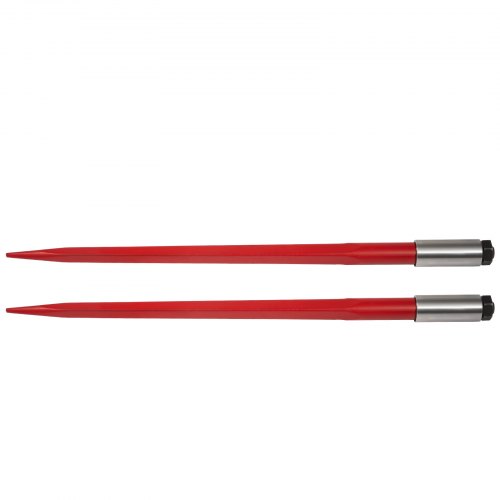 VEVOR Pair Hay Spear 39" Bale Spear 3000 lbs Capacity, Bale Spike Quick Attach Square Hay Bale Spears 1 3/4", Red Coated Bale Forks, Bale Hay Spike with Hex Nut & Sleeve for Buckets Tractors Loaders