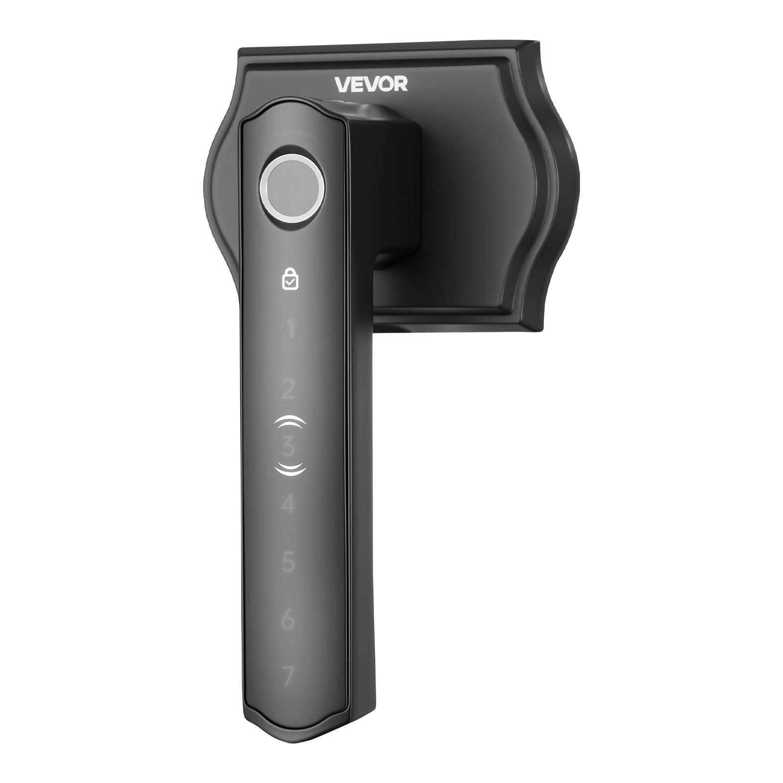 VEVOR Fingerprint Door Lock Set, Electronic Biometric Knob Keyless Entry Door Lock with Handle, Auto Locking, One-Time Code, Anti-Peeking Password, Easy Installation, for Home, Apartment, Matte Black