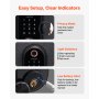 VEVOR Fingerprint Door Lock Set, Electronic Biometric Deadbolt Keyless Entry Door Lock with Handle, Touchscreen, Auto Locking, One-Time Code, Anti-Peeking Password, IC Cards, for Home, Matte Black