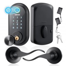 VEVOR Fingerprint Door Lock Set, Electronic Biometric Deadbolt Keyless Entry Door Lock with Handle, Touchscreen, Auto Locking, One-Time Code, Anti-Peeking Password, IC Cards, for Home, Matte Black