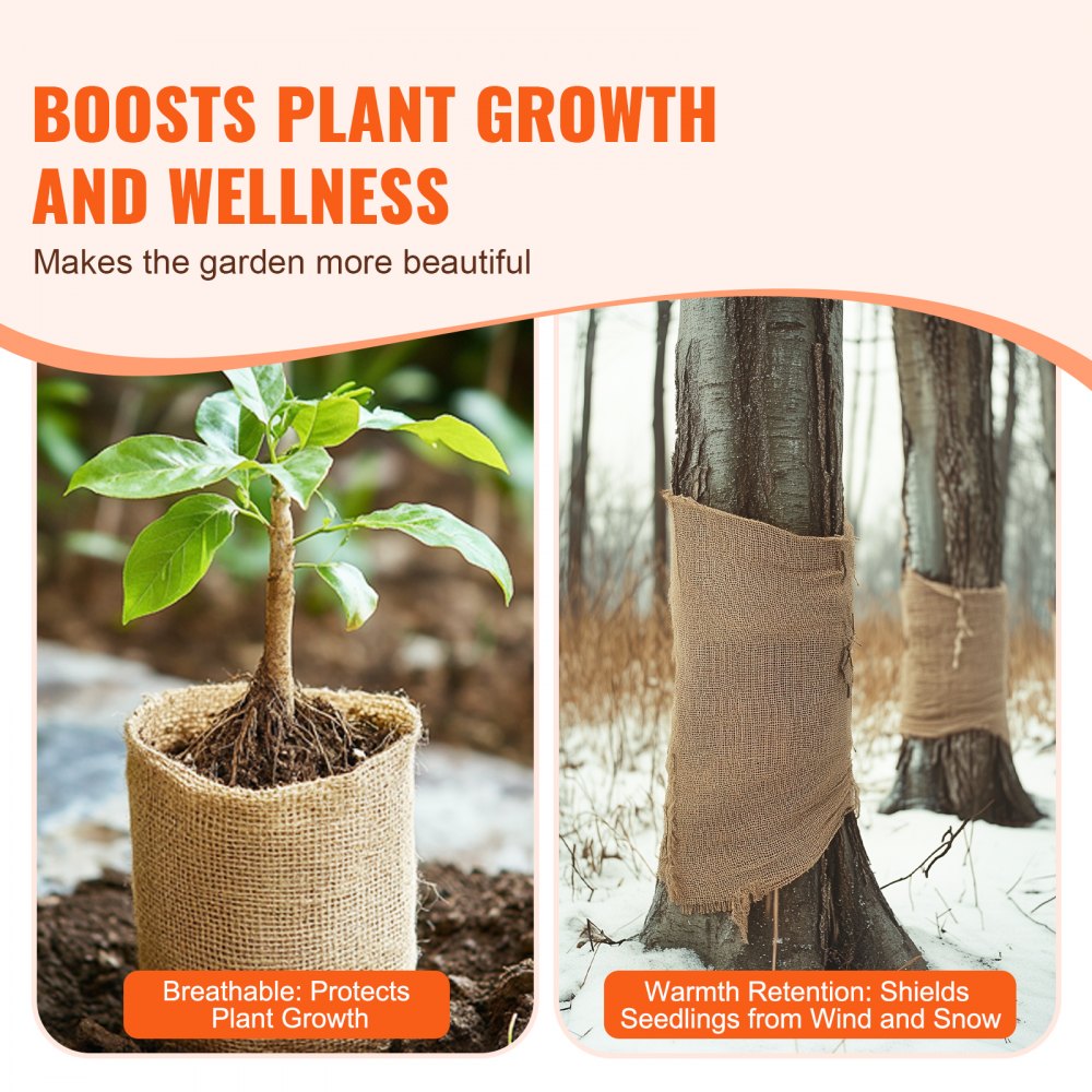 VEVOR Burlap Fabric Roll, 914 mm x 45.7 m & 50 x 50 Density Wide Natural Burlap Fabric Rolls, Jute Fabric Burlap Tree Wrap Roll, for Decor, Crafts, Wedding, Gardening, Plant & Tree Winter Covering