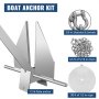 VEVOR Boat Anchor Kit 13 lb Fluke Style Anchor, Hot Dipped Galvanized Steel Fluke Anchor, Marine Anchor with Anchor, Rope, Shackles, Chain for Boat Mooring on the Beach, Boats from 13'-19'