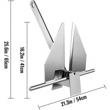 VEVOR Boat Anchor Kit 13 lb Fluke Style Anchor, Hot Dipped Galvanized Steel Fluke Anchor, Marine Anchor with Anchor, Shackles, Chain, Rope for Boat Mooring on The Beach, Boats from 20'-32'