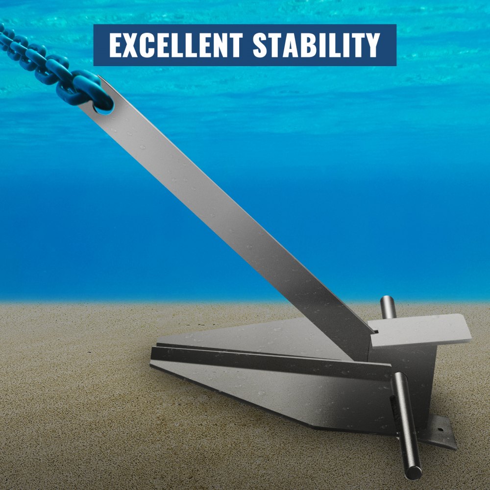VEVOR Boat Anchor Kit 8.5 lb Fluke Style Anchor, Hot Dipped Galvanized Steel Fluke Anchor, Marine Anchor with Anchor, Rope, Shackles, Chain for Boat Mooring on The Beach, Boats from 15\'-24\'