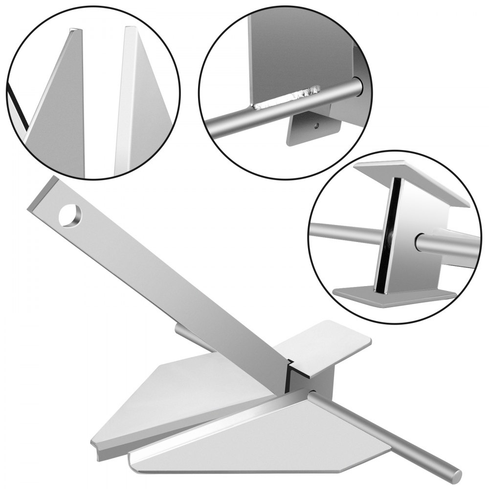 VEVOR Boat Anchor Kit 8.5 lb Fluke Style Anchor, Hot Dipped Galvanized Steel Fluke Anchor, Marine Anchor with Anchor, Rope, Shackles, Chain for Boat Mooring on The Beach, Boats from 15\'-24\'