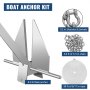 VEVOR Boat Anchor Kit 8.5 lb Fluke Style Anchor, Hot Dipped Galvanized Steel Fluke Anchor, Marine Anchor with Anchor, Rope, Shackles, Chain for Boat Mooring on The Beach, Boats from 15'-24'