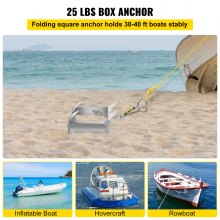 VEVOR Box Anchor for Boats, 25 lb Fold and Hold Anchor, Galvanized Steel Cube Anchor, Heavy Duty Box Anchor for 18'-30' Boat, Box Anchor for Pontoon Boats with Folding Design for Offshore Anchoring