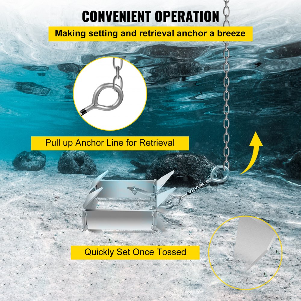 VEVOR Box Anchor for Boats, 19 lb Fold and Hold Anchor, Galvanized Steel Cube Anchor, Heavy Duty Box Anchor for 18'-30' Boat, Box Anchor for Pontoon Boats with Folding Design for Offshore Anchoring