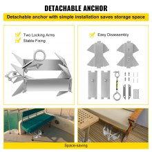 VEVOR Box Anchor for Boats, 19 lb Fold and Hold Anchor, Galvanized Steel Cube Anchor, Heavy Duty Box Anchor for 18'-30' Boat, Box Anchor for Pontoon Boats with Folding Design for Offshore Anchoring
