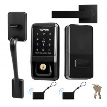 VEVOR Keyless Entry Door Lock with Handle Set, Touchpad Electronic Deadbolt with IC Card, Customizable User Codes, Keyed Entry, Auto Lock, Anti-Peeking Password, Backlit, for Home, Matte Black