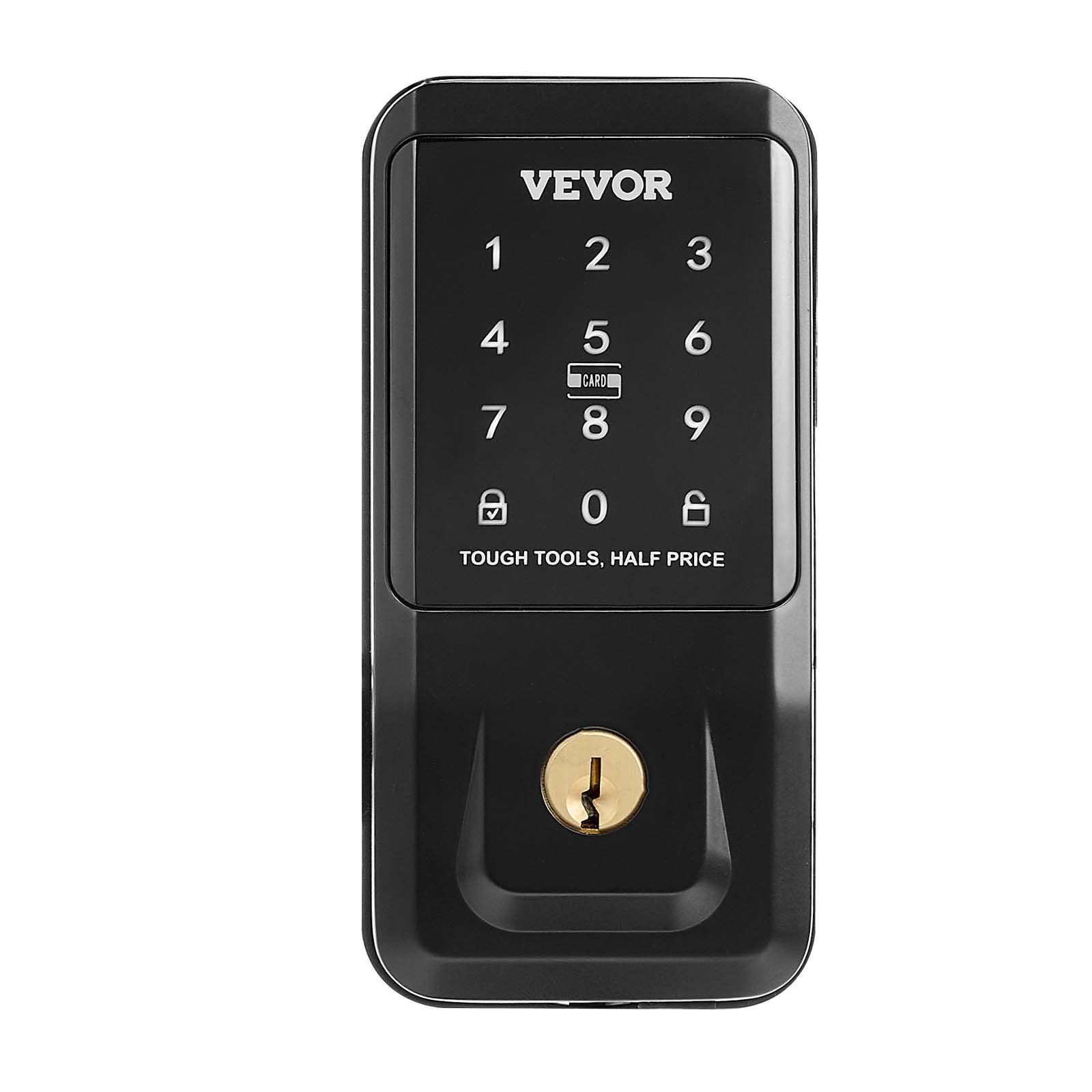 VEVOR Keyless Entry Door Lock with Handle Set, Touchpad Electronic Deadbolt with IC Card, Customizable User Codes, Keyed Entry, Auto Lock, Anti-Peeking Password, Backlit, for Home, Matte Black