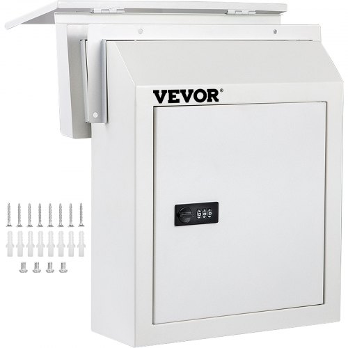 VEVOR Caja de caída con cerradura a través de la puerta Caja de caída de puerta 11.8''x4.3''x14.2'' Blanco