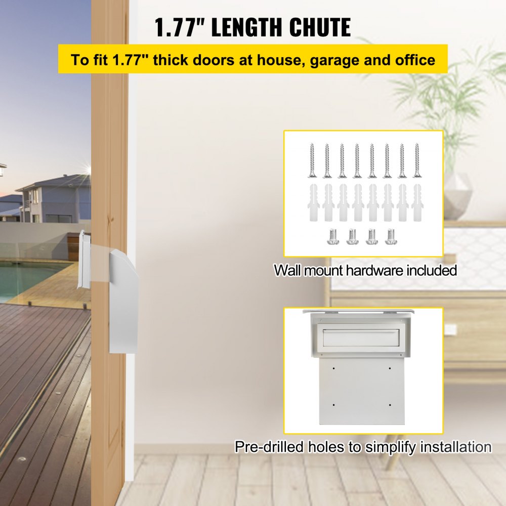 VEVOR Through-The-Door Locking Drop Box Door Drop Box 11.8''x4.3''x14.2'' White