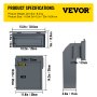 VEVOR Door Drop Box, 11.8'' x 4.3'' x 14.2'' Letterbox Mailbox w/1.77'' Chute & Code Lock, Rainproof Steel Mail Catcher for Depositing Keys, Rents, Checks, Gray, Large