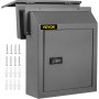 VEVOR Door Drop Box, 11.8'' x 4.3'' x 14.2'' Letterbox Mailbox w/1.77'' Chute & Code Lock, Rainproof Steel Mail Catcher for Depositing Keys, Rents, Checks, Gray, Large