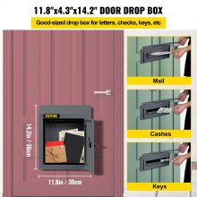 VEVOR – boîte de dépôt verrouillable à travers la porte, boîte aux lettres en acier revêtu, boîte de dépôt grise