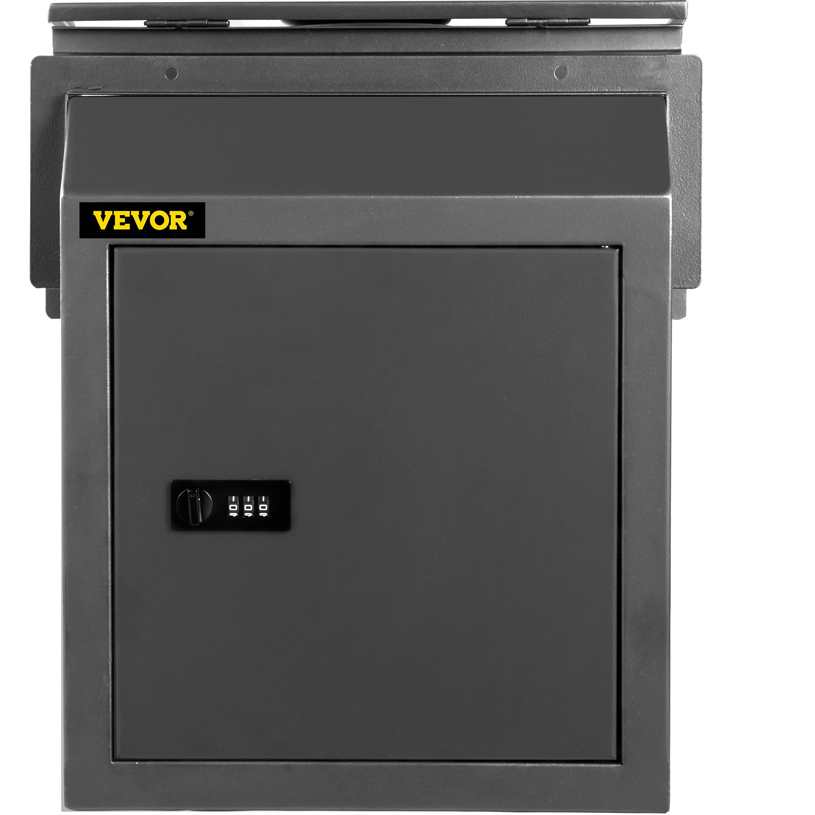 VEVOR Door Drop Box, 11.8'' x 4.3'' x 14.2'' Letterbox Mailbox w/1.77'' Chute & Code Lock, Rainproof Steel Mail Catcher for Depositing Keys, Rents, Checks, Gray, Large