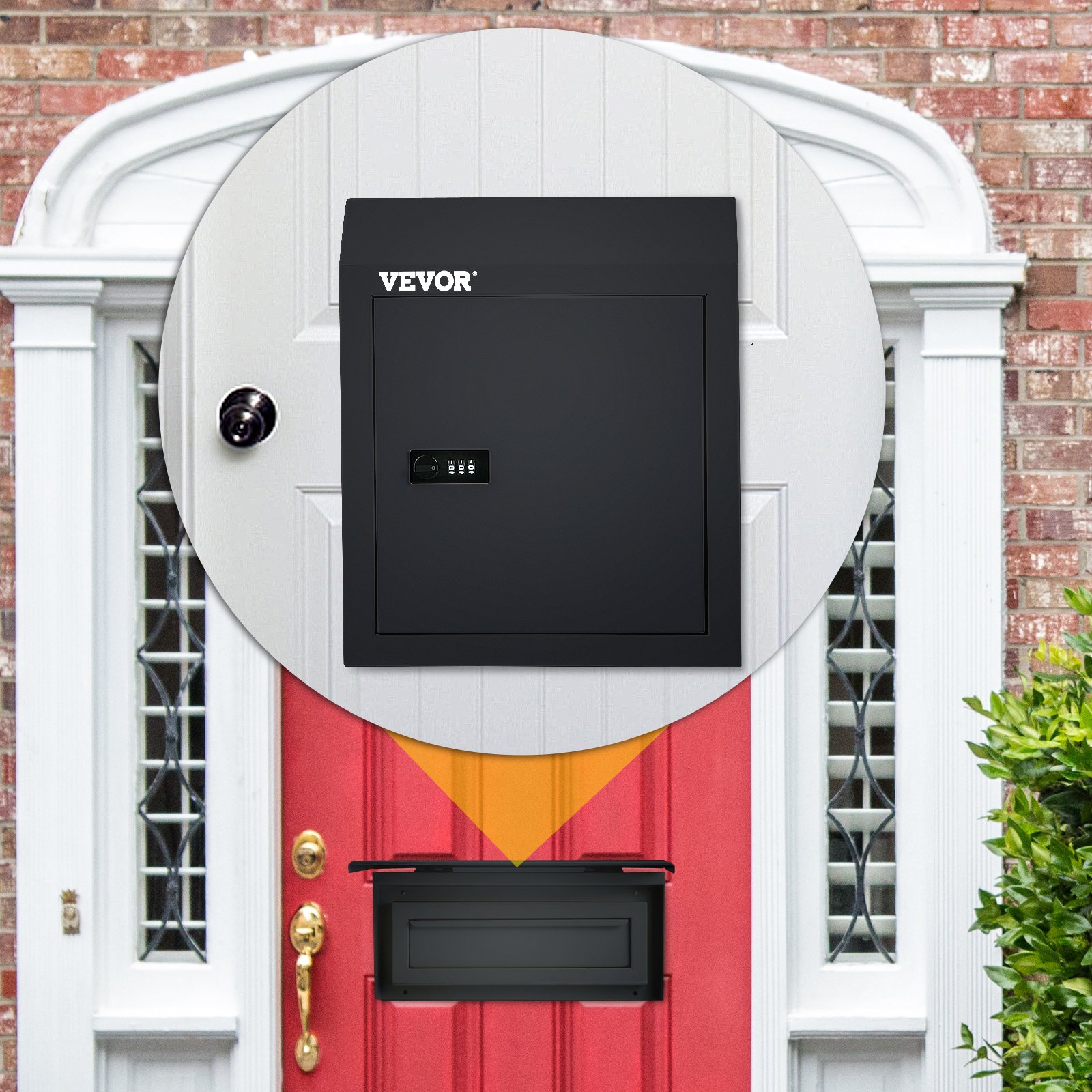 VEVOR Through-The-Door Locking Drop Box Door Drop Box 11.8''x4.3''x14.2'' Black