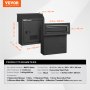 VEVOR door key drop box, black, 12 x 6.1 x 14.1 in, heavy duty steel, dimensions and specs shown.