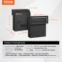 VEVOR door key drop box, black, 12 x 6.1 x 14.1 in, heavy duty steel, dimensions and specs shown.