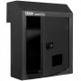 black VEVOR door key drop box with security lock and open door in a sleek design.