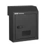 black VEVOR door key drop box with combination lock and sleek design.