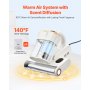 VEVOR Mattress Vacuum Cleaner, 550W Bed Vacuum Cleaner with 18Kpa Powerful Suction and Dual Dust Bin, HEPA Filter & Heating, Ultrasound Tech & Cleaning Lights, Handheld for Bed, Sofa, Corded, White