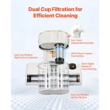 VEVOR Mattress Vacuum Cleaner, 550W Bed Vacuum Cleaner with 18Kpa Powerful Suction and Dual Dust Bin, HEPA Filter & Heating, Ultrasound Tech & Cleaning Lights, Handheld for Bed, Sofa, Corded, White