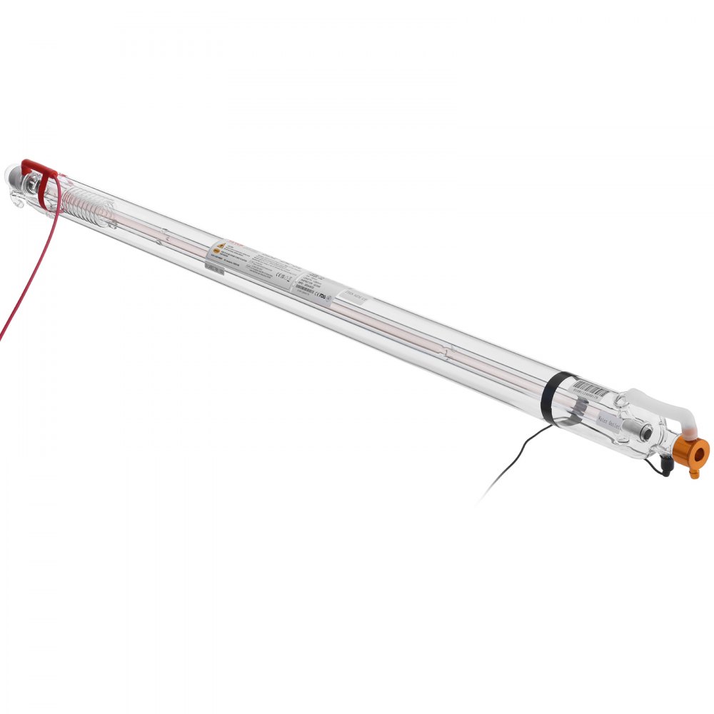 VEVOR 60W CO2 Laser Tube, 49.2 in (1250 mm) Length, 2 in (55 mm) Dia Borosilicate Glass Laser Cutter Tube with Metal Head, 5000-6000hr Wires Preconnected for Laser Engraver Engraving Cutting Machine