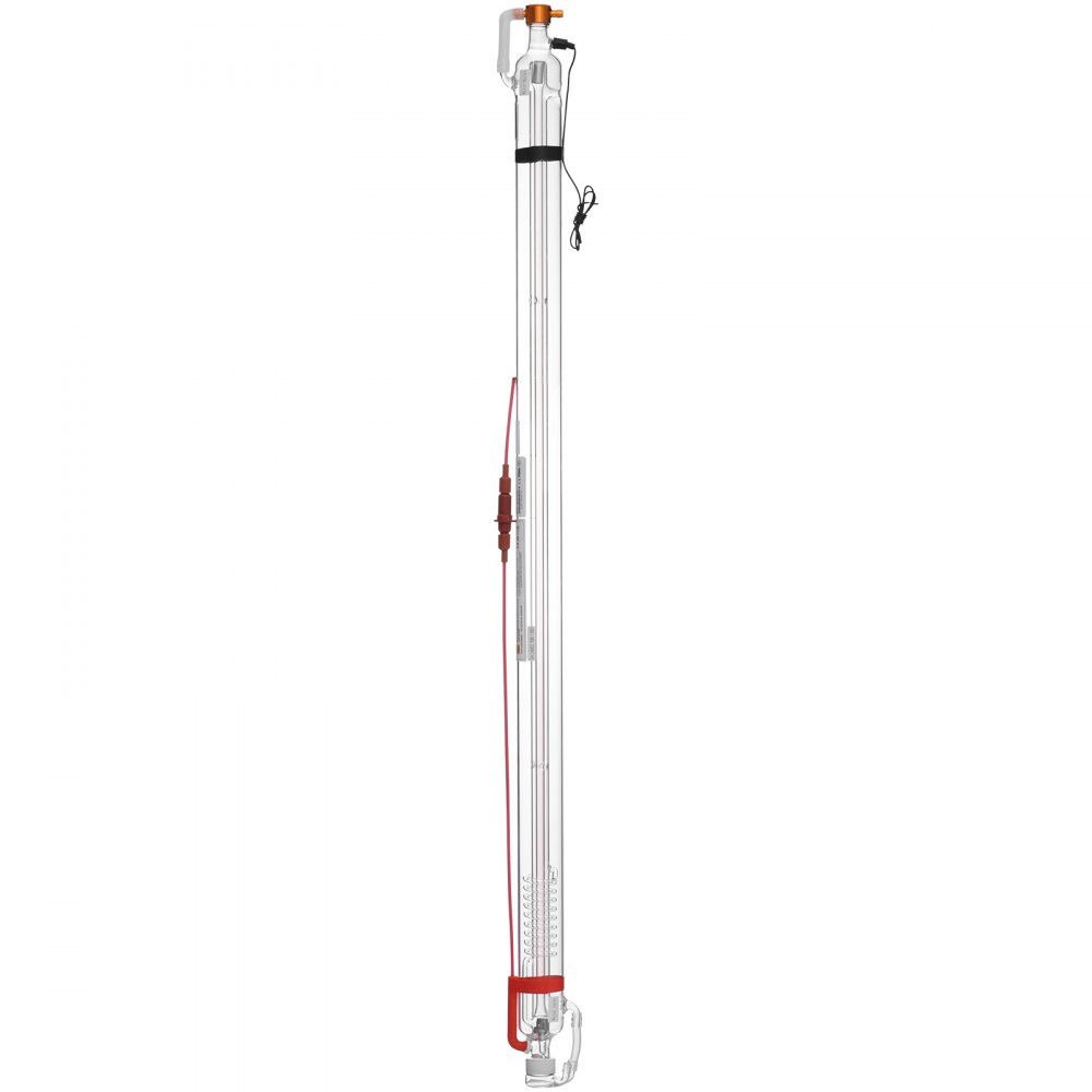 VEVOR 60W CO2 Laser Tube, 49.2 in (1250 mm) Length, 2 in (55 mm) Dia Borosilicate Glass Laser Cutter Tube with Metal Head, 5000-6000hr Wires Preconnected for Laser Engraver Engraving Cutting Machine