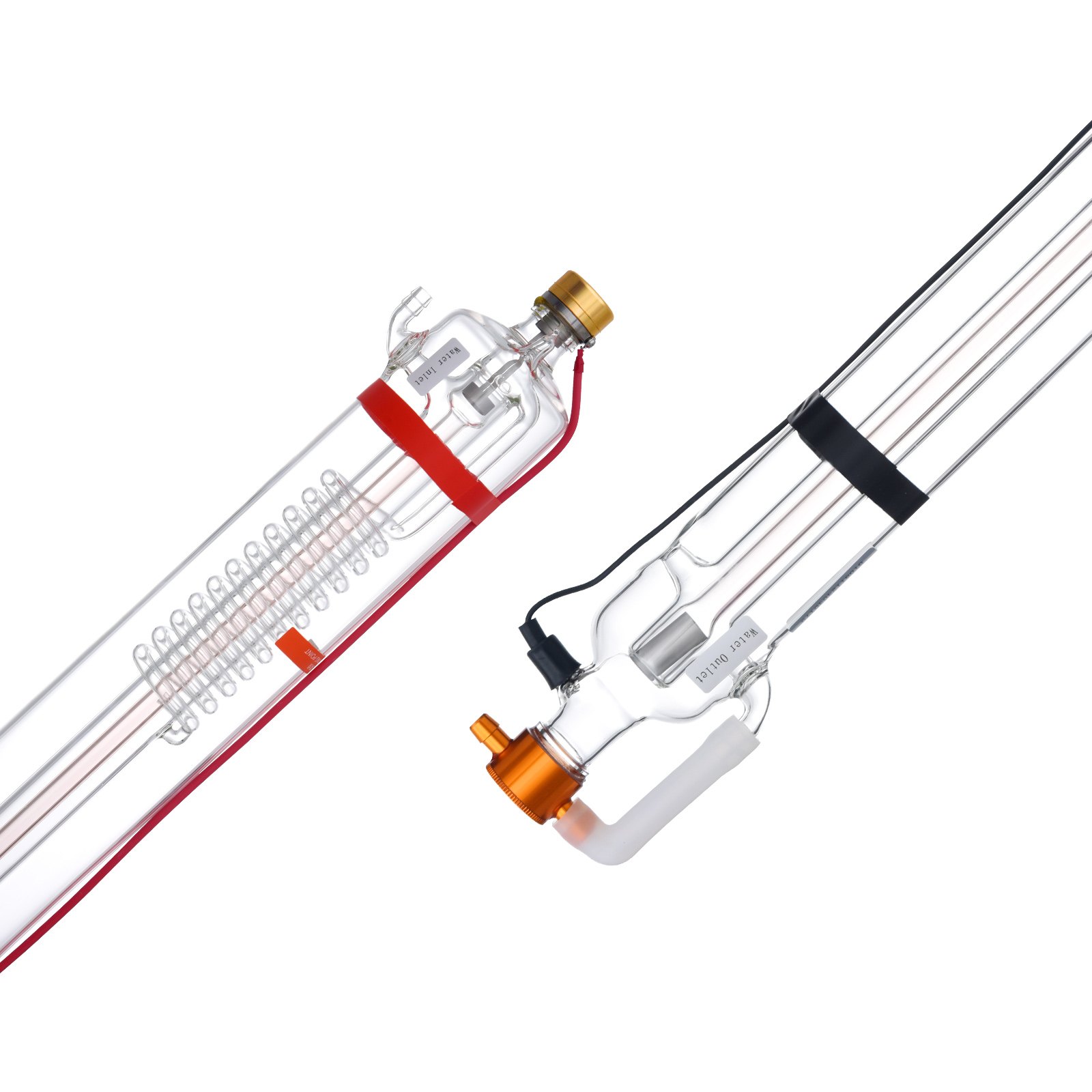VEVOR 90W CO2 Laser Tube, 49.2 in (1250 mm) Length, 3.1 in (80 mm) Dia Borosilicate Glass Laser Cutter Tube with Metal Head, 10,000hr Wires Preconnected for Laser Engraver Engraving Cutting Machine
