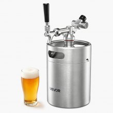 VEVOR 128oz Mini Keg, Pressurized Growler Tap System, 304 Stainless Steel Beer Kit, with Co2 Regulator, Self-Closing Faucet, Keeps Fresh and Carbonation for Homebrew, Craft and Draft Beer