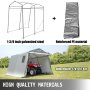 Portable Storage Shed, Portable Garage Shelter 12x12x7.8ft Storage Shelter, Grey