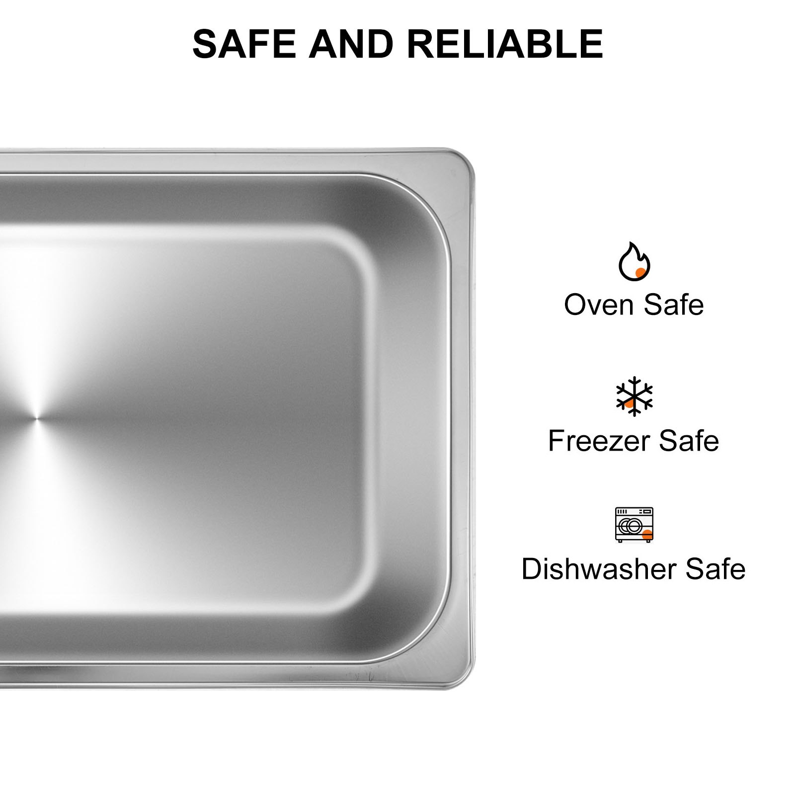 VEVOR 4 Pack Steam Table Pans 20.9 x 12.8 x 3.9 Inch Deep Steam Table Pan Full Size 13L Deep Food Container Stainless Steel Oven Tray Hotel Pans Anti-Jam Steam Table Food Pan